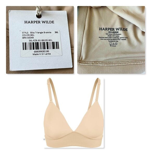 Harper Wilde Bliss Triangle Bralette Ultra-Soft in Beige Sz 3XL NWT - Picture 6 of 11